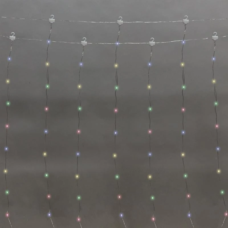 315-879 Neon-Night | Гирлянда светодиодная "Роса "Светодиодный дождь" 3х2м LED мультиколор 12Вт IP20 USB+пульт управления с крючками для крепления  