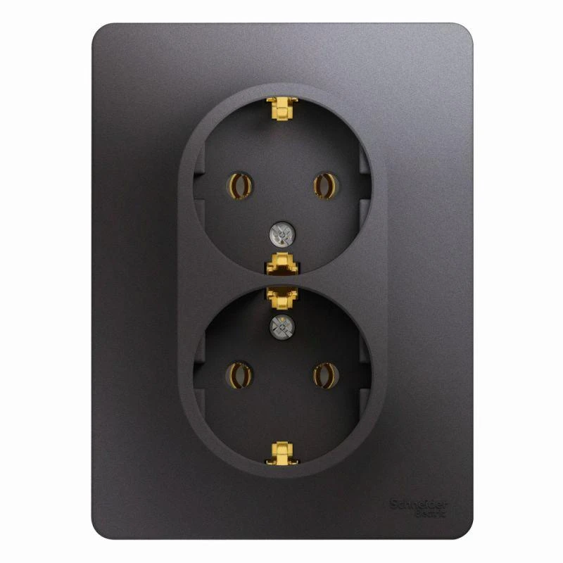 GSL001324 Systeme Electric | Розетка 2-м СП Glossa 16А IP20 250В с заземл. в сборе графит SE 