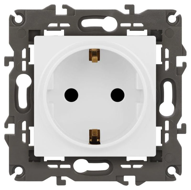 Б0034272 Эра | Розетка 1-м СП  Elegance 14-2102-01 16А IP20 16AX 250В 2P+E Schuko защ. шторки бел.  