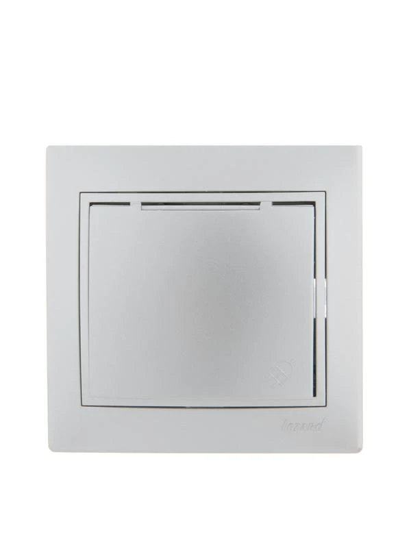 701-1010-123 LEZARD | Розетка 1-м СП Mira 16А IP20 с заземл. с защ. крышкой со вставкой керамика сер. метал.  