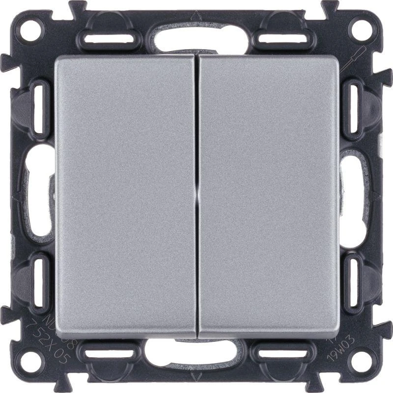 752605 Legrand | Выключатель 2-кл. СП Valena Life 10А IP20 250В с лицев. панелью безвинтов. зажимы механизм алюм. Leg 