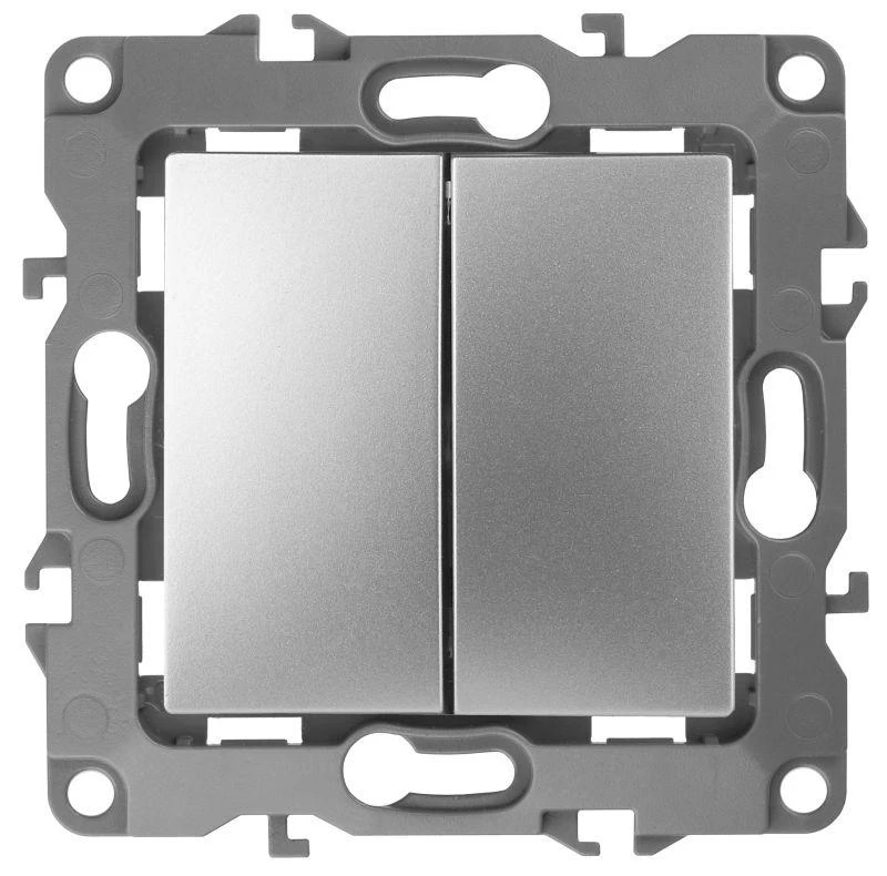 Б0014647 Эра | Выключатель 2-кл. СП 12 12-1104-03 10А IP20 250В 10AX механизм алюм.  