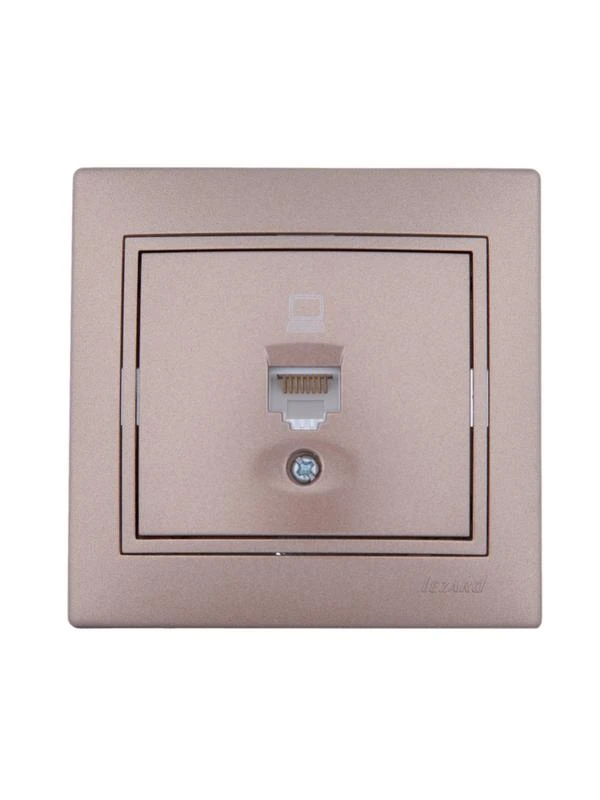 701-3131-139 LEZARD | Розетка компьютерная 1-м СП Mira RJ45 16А IP20 со вставкой свет. корич. перламутр.  