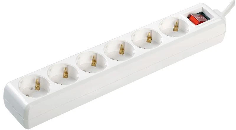 IEK  | Удлинитель 6х5м с заземл. 16А IP20 У06К 2P+PE 250В 3х1 с выкл.  WYP10-16-06-05-ZK-N