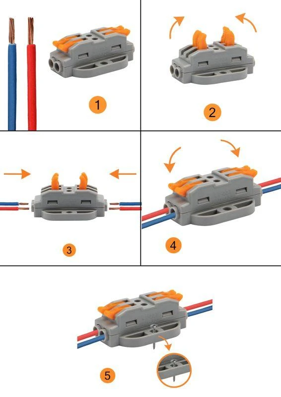 07-6262-5 Rexant | Клемма строительно-монтажная СМК проходная 222-422P 2п 0.08-4кв.мм с монтажной площадкой сер. (блист.5шт)  