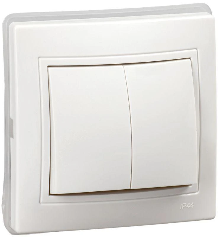 KV-V20-10-44-K01 IEK | Выключатель 2-кл. СП Кварта ВС10-2-0-КБ-44 10А IP44 бел.  