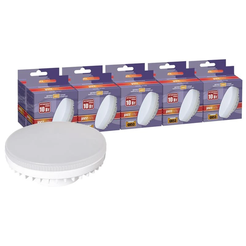 1029324 JazzWay | Лампа светодиодная PLED-GX53 10Вт 3000К тепл. бел. GX53 800лм 230В 50Гц (эквивалент ЛОН 75Вт) (уп.10шт)  