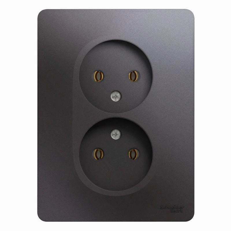 GSL001320 Systeme Electric | Розетка 2-м СП Glossa 16А IP20 250В без заземл. в сборе графит SE 