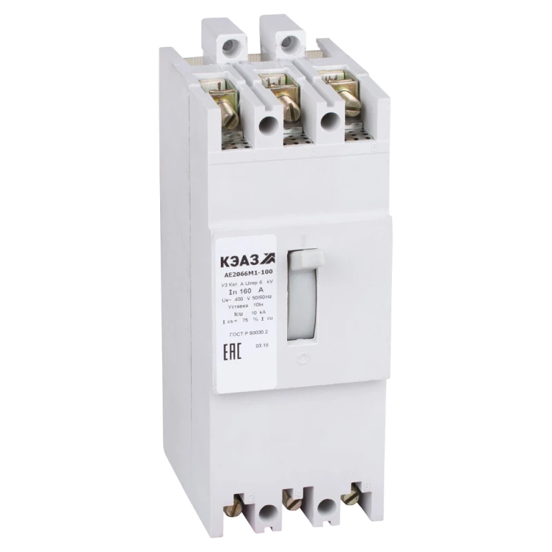 104544 КЭАЗ | Выключатель автоматический 160А 10Iн АЕ2066М1-100 У3 400В AC  