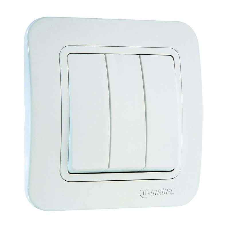 70091 Makel | Выключатель 3-кл. СП Lillium 10А IP20 бел./бел.  