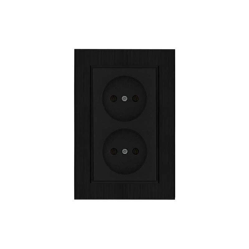 86054017 Makel | Розетка 2-я Karea LINE STAR без заземл. чер.  