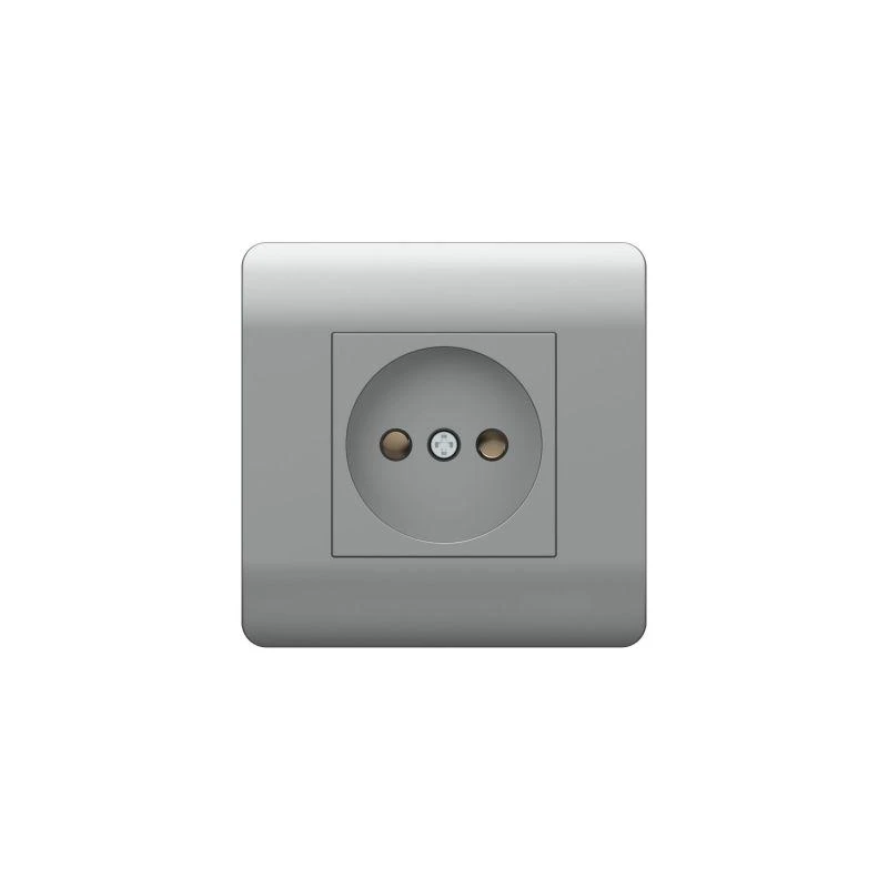 431409 CHINT | Розетка NEW3-E 16А без заземл. защ. шторки серебр.  