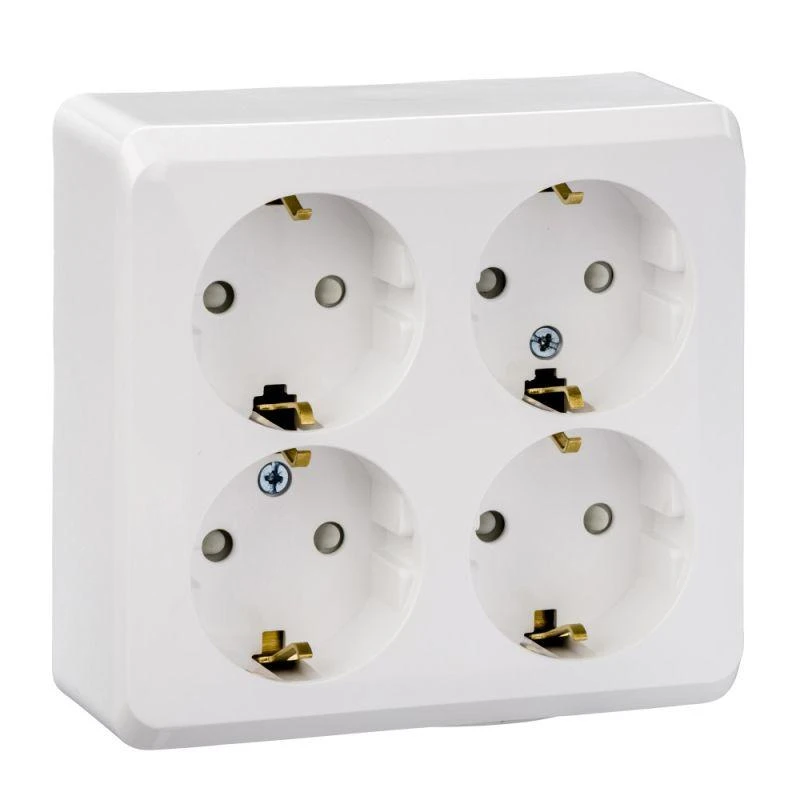 PA16-208B Systeme Electric | Розетка 4-м ОП Этюд 16А 250В с заземл. защ. шторки бел. SE 