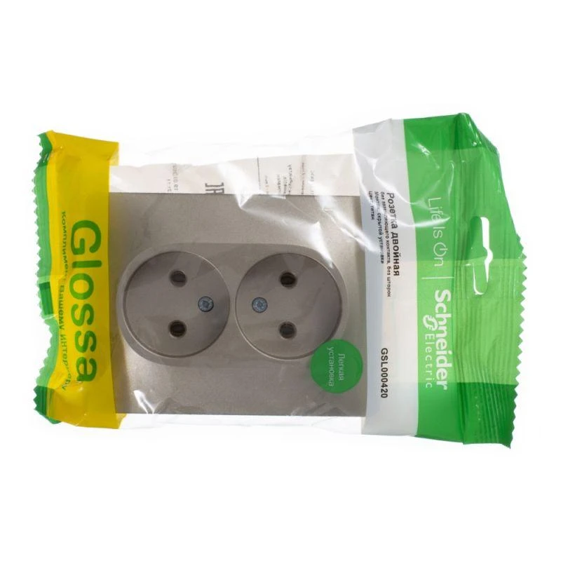 GSL000420 Systeme Electric | Розетка 2-м СП Glossa 16А IP20 без заземл. в сборе титан SE 