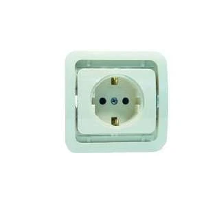 22008 Makel | Розетка 1-м СП Mimoza 10А с заземл. без вставки бел.  