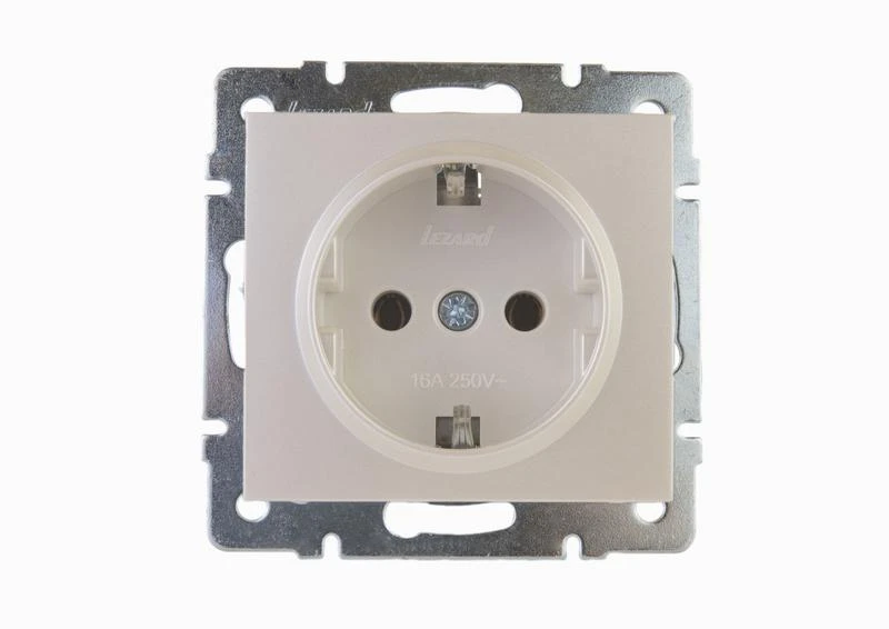 703-3088-122 LEZARD | Розетка 1-м СП Rain 16А IP20 с заземл. керамика механизм жемчуж./бел. перламутр.  