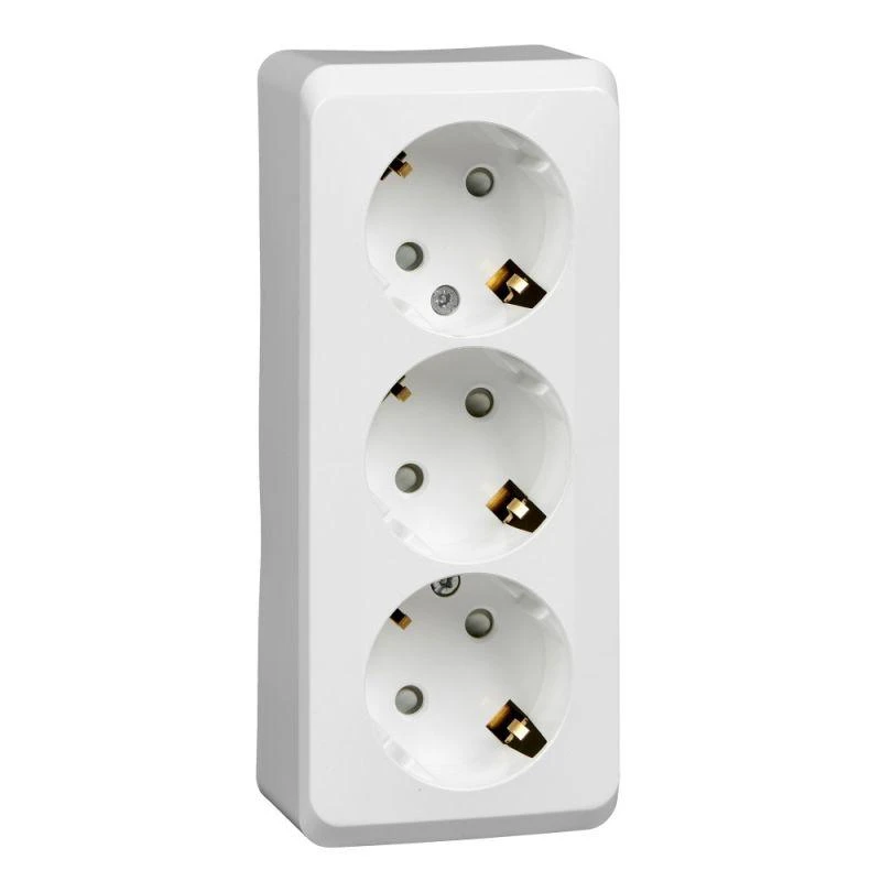 PA16-012B Systeme Electric | Розетка 3-м ОП Этюд 16А IP20 250В с заземл. защ. шторки бел. SE 