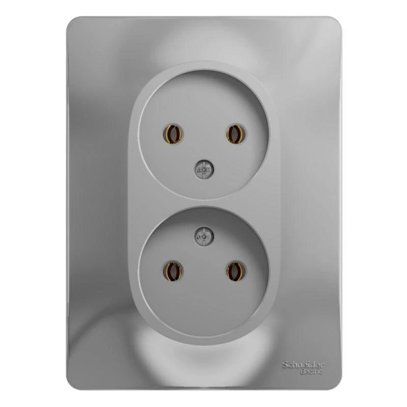 GSL000320 Systeme Electric | Розетка 2-м СП Glossa 16А IP20 без заземл. в сборе алюм. SE 