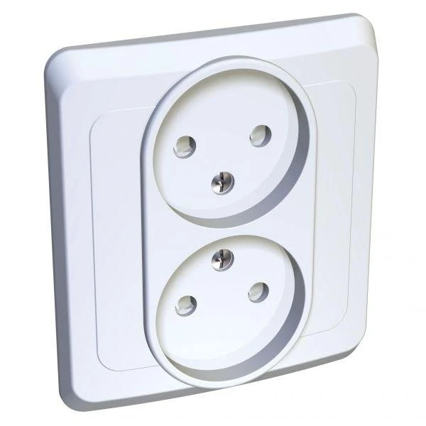 PC16-006B Systeme Electric | Розетка 2-м СП Этюд 16А IP20 250В без заземл. защ. шторки бел. SE 