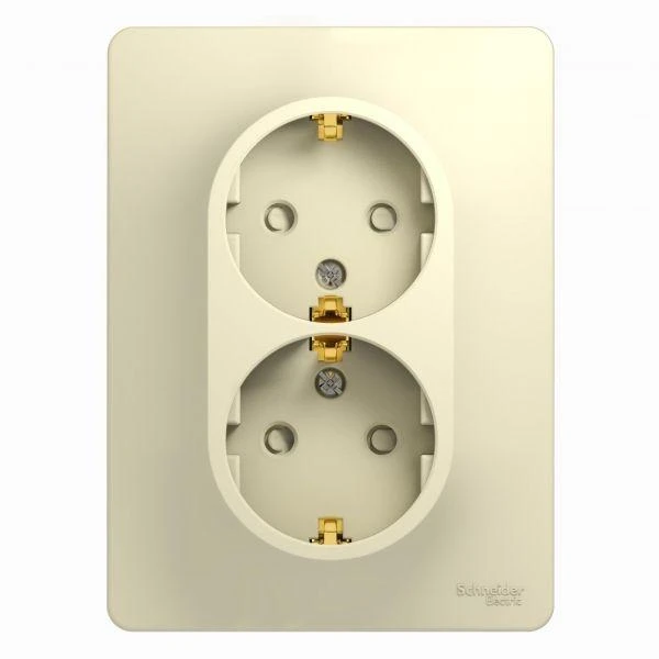 GSL000226 Systeme Electric | Розетка 2-м СП Glossa 16А IP20 с заземл. защ. шторки в сборе беж. SE 