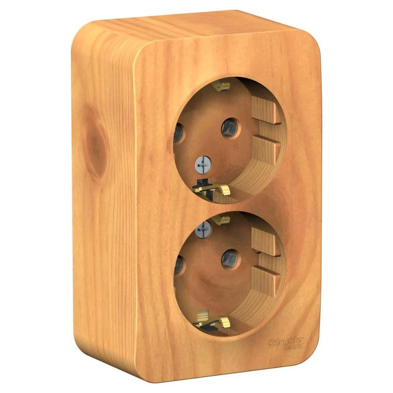 BLNRA010215 Systeme Electric | Розетка 2-м ОП Blanca 16А IP20 250В с заземл. без защ. шторок с изолир. пластиной ясень SE 