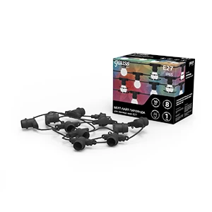 HL070 GAUSS(группа VARTON) | Гирлянда светодиодная "Белт Лайт" "Holiday" 8м сменные 10LED черн. IP65 E27 GAUSS 