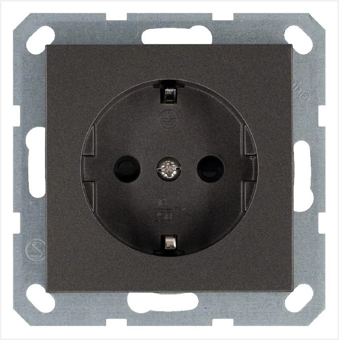 G5501Z Jasmart | Розетка 1-м Shuko 16А IP20 с заземл. защ. шторки механизм мокко  