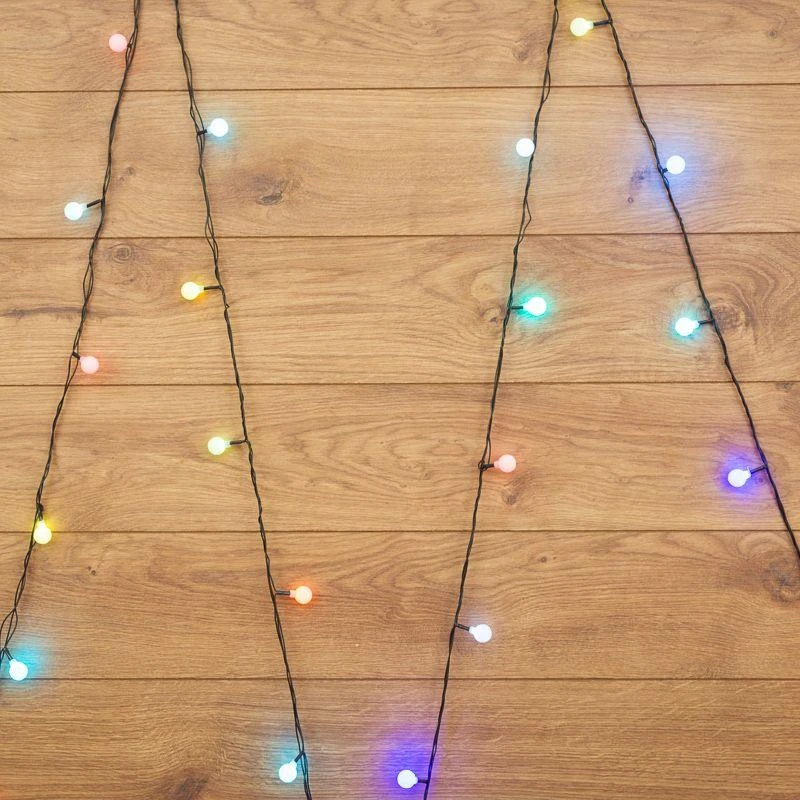 303-549 Neon-Night | Гирлянда светодиодная "Шарики" 5м d18мм 30LED RGB 3.6Вт 220-240В IP20 провод ПВХ темн. зел.  