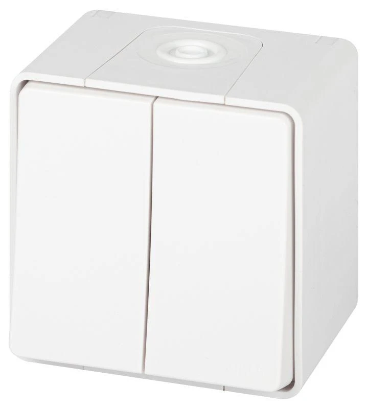 Б0063257 Эра | Выключатель Эксперт 11-1504-01 двойн. IP55 10АХ-250В ОУ бел.  