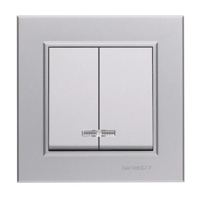 56065003 Makel | Выключатель 2-кл. СП Karea 10А IP20 сереб.  