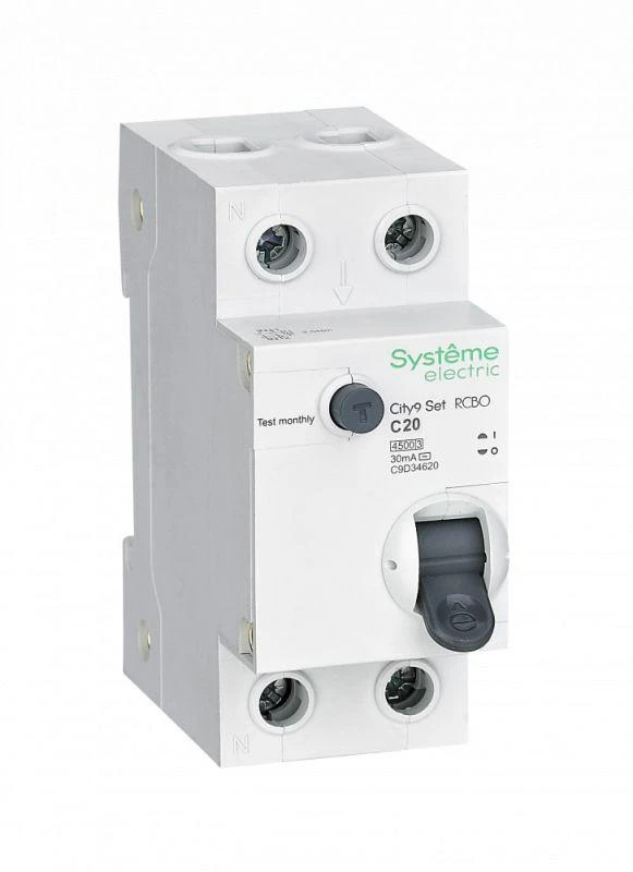 C9D34620 Systeme Electric | Выключатель автоматический дифференциального тока 2п (1P+N) C 20А 30мА тип AC 4.5кА City9 Set 230В SE 