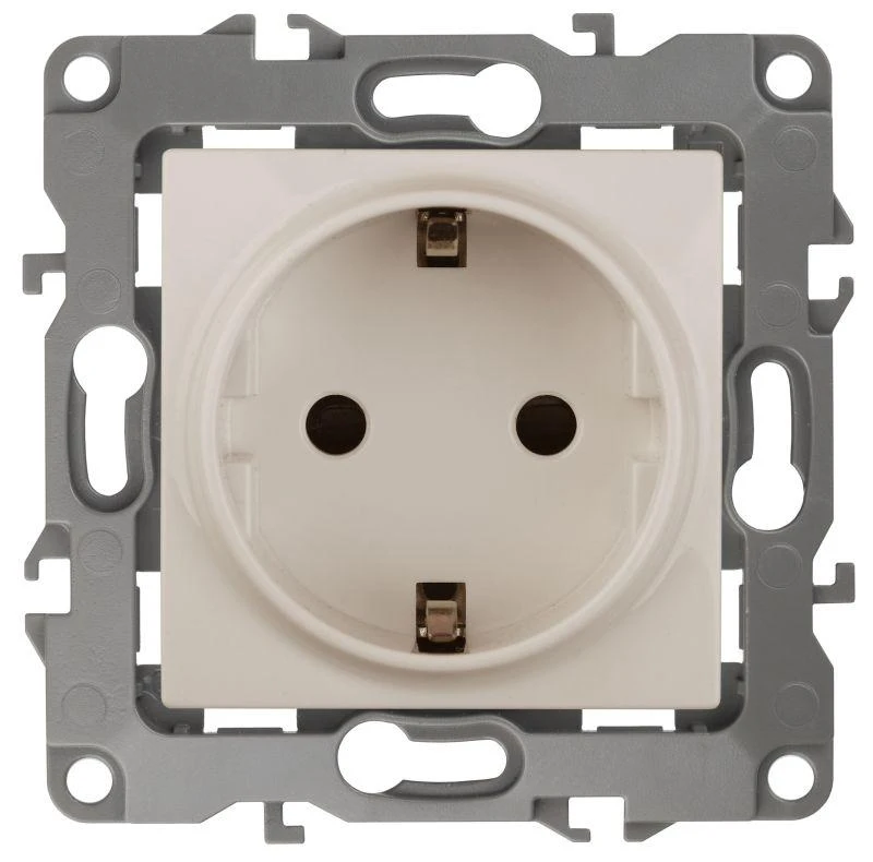 Б0014688 Эра | Розетка 1-м СП 12 12-2102-02 16А IP20 16AX 250В 2P+E Schuko защ. шторки механизм сл. кость  