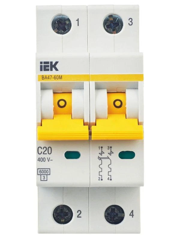 IEK  | Выключатель автоматический модульный 2п C 20А 6кА ВА47-60M KARAT  MVA31-2-020-C  изображение