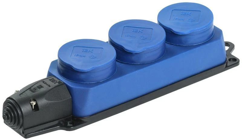 IEK  | Колодка 3-м ОМЕГА РБ33-1-0м IP44 каучук син.  PKR61-016-2-K07