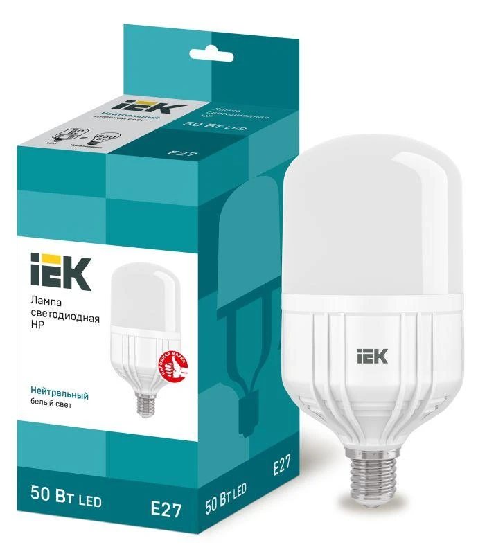IEK  | Лампа светодиодная HP 50Вт 4000К нейтр. бел. E27 230В  LLE-HP-50-230-40-E27