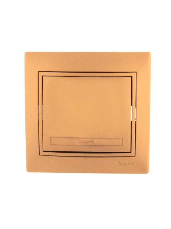 701-1313-100 LEZARD | Выключатель 1-кл. СП Mira 10А IP20 со вставкой зол. метал.  