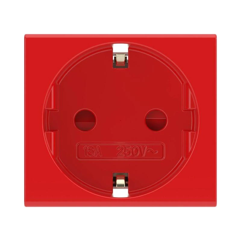 45015 DKC | Розетка 1-м 2мод. Viva 16А IP20 2P+E с заземл. защ. шторки красн.  