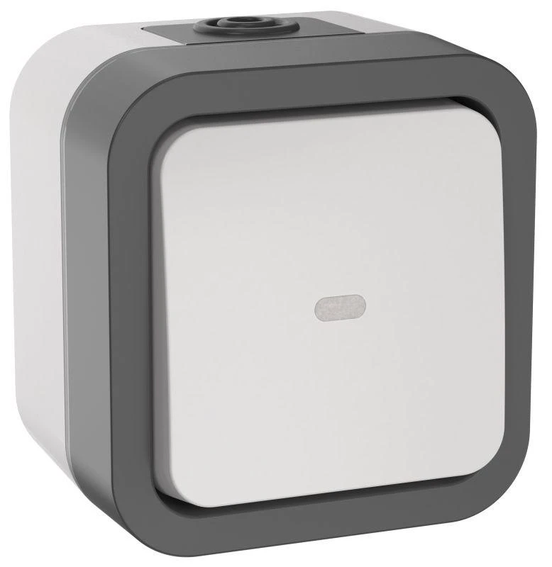 IEK  | Переключатель 1-кл. ОП TORS 10А IP55 TS202 с индикацией бел.  TS-V10-1-10-55-K41