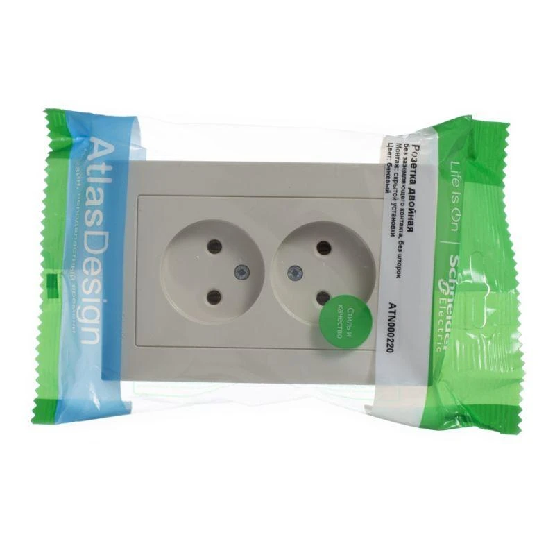 ATN000220 Systeme Electric | Розетка 2-м СП AtlasDesign 16А IP20 без заземл. в сборе беж. SE 