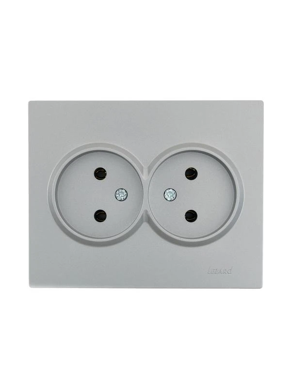 742-3500-128B LEZARD | Розетка 2-м СП VESNA без заземл. ПБТ платина  