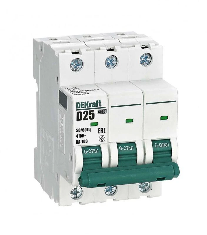 12371DEK DEKraft | Выключатель автоматический модульный 3п D 25А 6кА ВА-103  