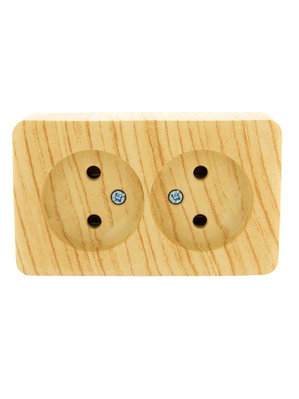 751-5200-128 LEZARD | Розетка 2-м ОП Viola 16А IP20 без заземл. беленый дуб  