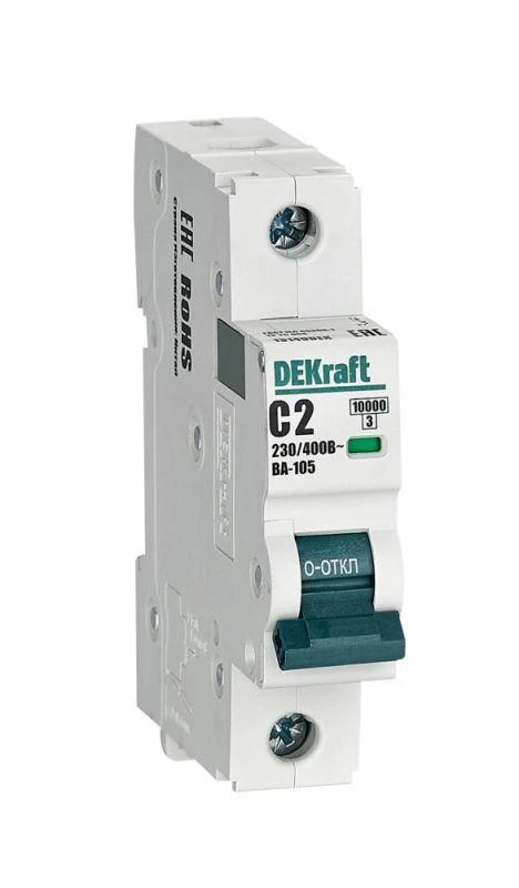 13149DEK DEKraft | Выключатель автоматический модульный 1п C 2А 10кА ВА-105  