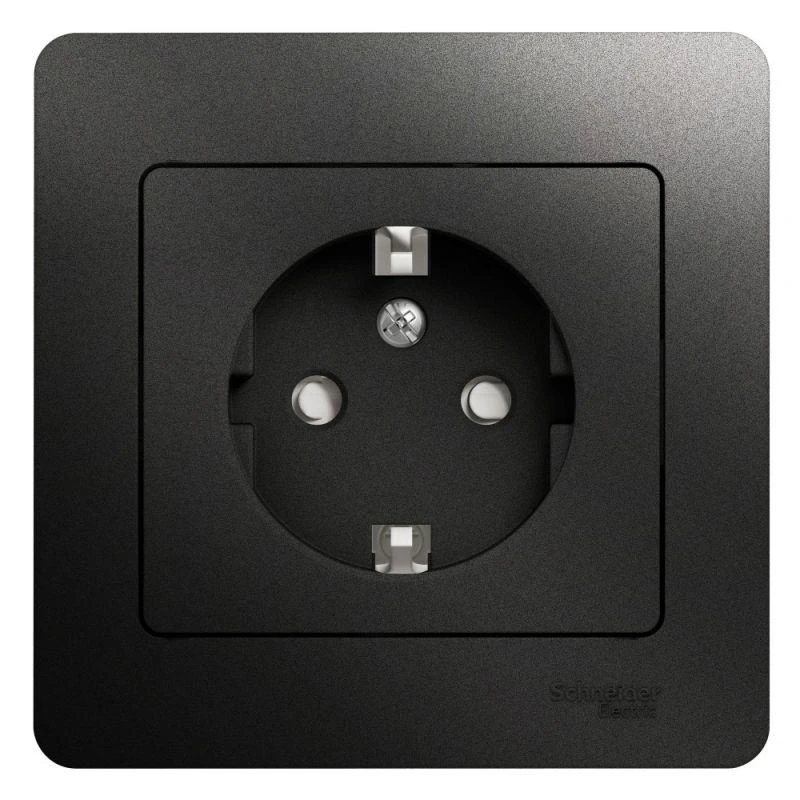 GSL000744 Systeme Electric | Розетка 1-м СП 1мод. Glossa 16А IP20 с заземл. защ. шторки в сборе антрацит SE 