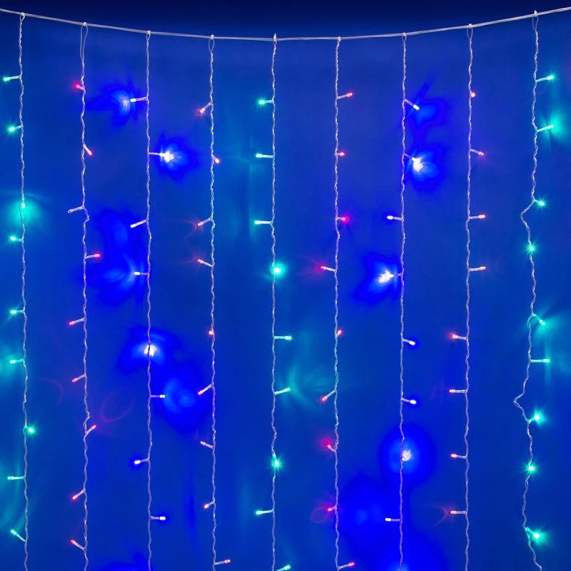 UL-00008563 Uniel | Занавес светодиодный ULD-C3020-384/DTA/RC MULTI IP44 3х2м 384 LED разноцвет. свет. провод прозр. пульт ДУ (в/к)  