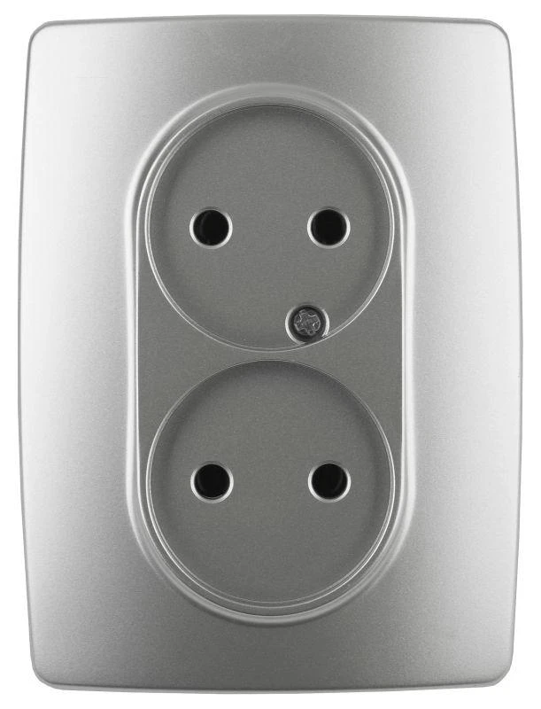 Б0031240 Эра | Розетка 2-м СП 12 12-2107-03 16А IP20 16AX 250В 2х2P алюм.  