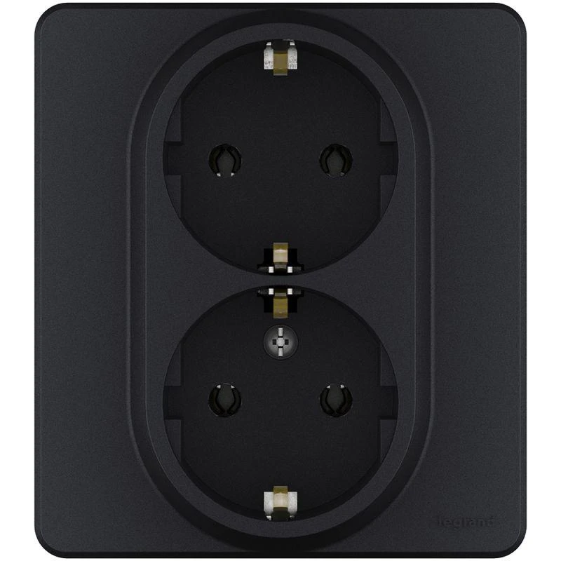 Inspiria(группа Legrand)  | Розетка Inspiria 16А 250В 2х2P+E немецк. стандарт антрацит Leg 673753