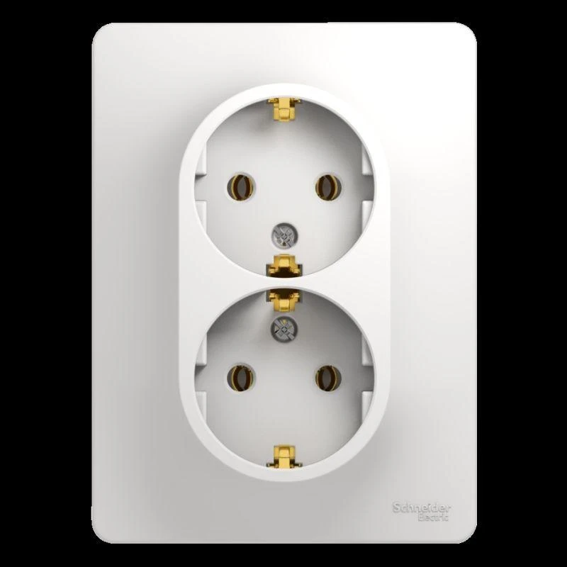 GSL000124 Systeme Electric | Розетка 2-м СП Glossa 16А IP20 с заземл. в сборе бел. SE 