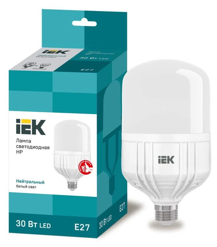 IEK  | Лампа светодиодная HP 30Вт 4000К нейтр. бел. E27 230В  LLE-HP-30-230-40-E27