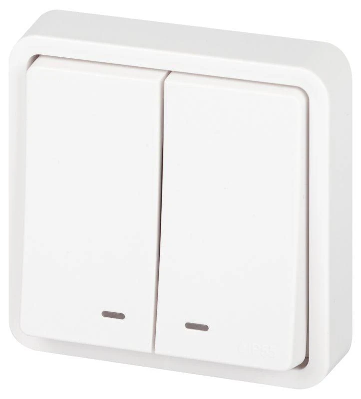 Б0063304 Эра | Выключатель Эксперт 11-1525-01 двойн. с подсветкой IP55 10АХ-250В СУ бел.  